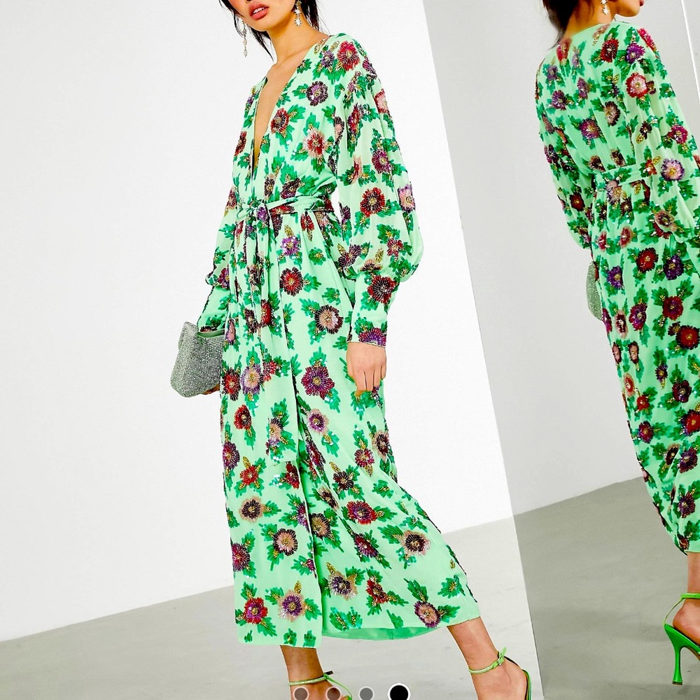ASOS Edition MIDI Sequence Floral Wrap Dress